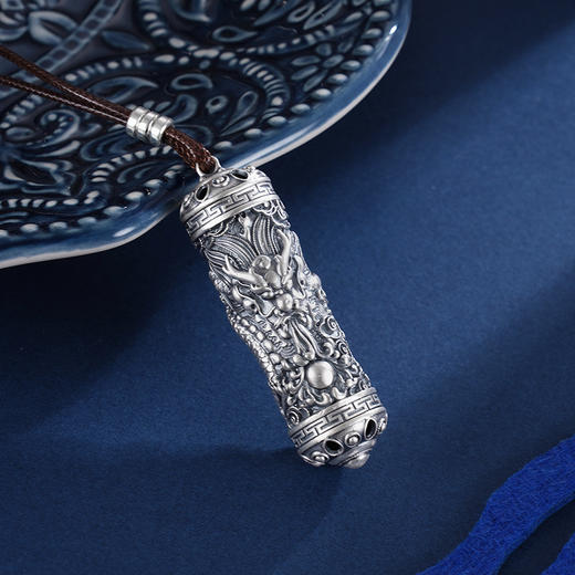 子佩集S999银山河龙吟套链项链【E259】仿古圆柱形带绳2401 商品图3