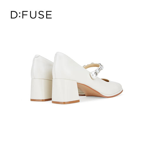 D:FUSE迪芙斯2024春季新款银色方头粗高跟珍珠玛丽珍单鞋DF41111056 商品图6