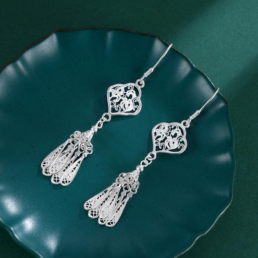 子佩集S990银【烟荷】耳环【MXEH004】花丝流苏2401 商品图2