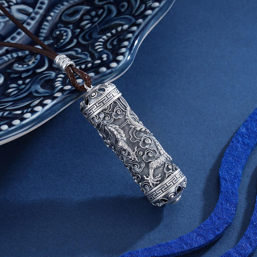 子佩集S999银山河龙吟套链项链【E259】仿古圆柱形带绳2401 商品图4