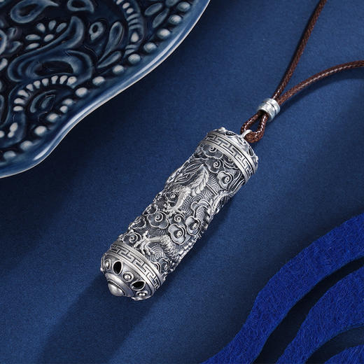 子佩集S999银山河龙吟套链项链【E259】仿古圆柱形带绳2401 商品图5