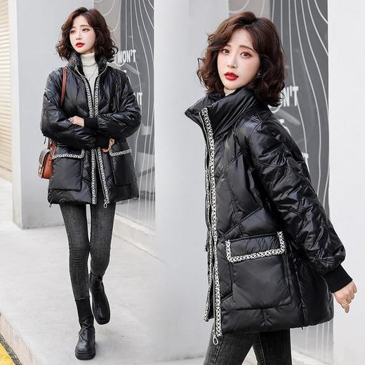 黑色羽绒外套女气质冬季新款时尚洋派小香风亮面90白鸭绒短款外 商品图1