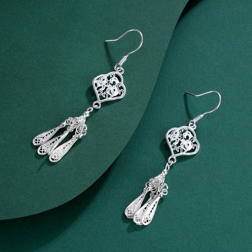 子佩集S990银【烟荷】耳环【MXEH004】花丝流苏2401 商品图4
