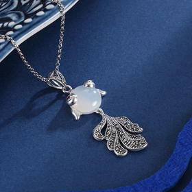 子佩集S925银【春烟水暖】白玉髓吊坠【FLB1270】(不含链)狐狸2401