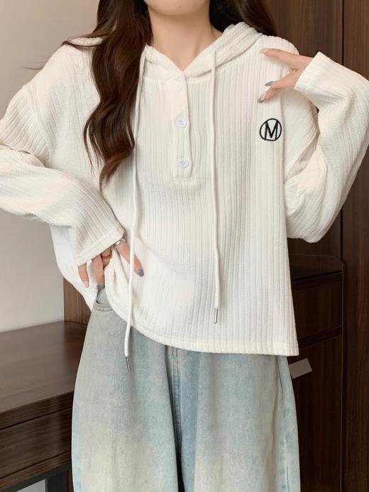 春秋季【连帽宽松套头 慵懒风针织衫女】韩系长袖 刺绣字母上衣 小外套女 商品图1