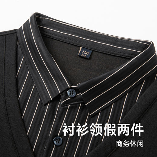 【假两件】【新款DSZ】大依优型大码假两件长袖T恤衬衫领加肥加大肥佬休闲商务宽松透气上衣打底 商品图2