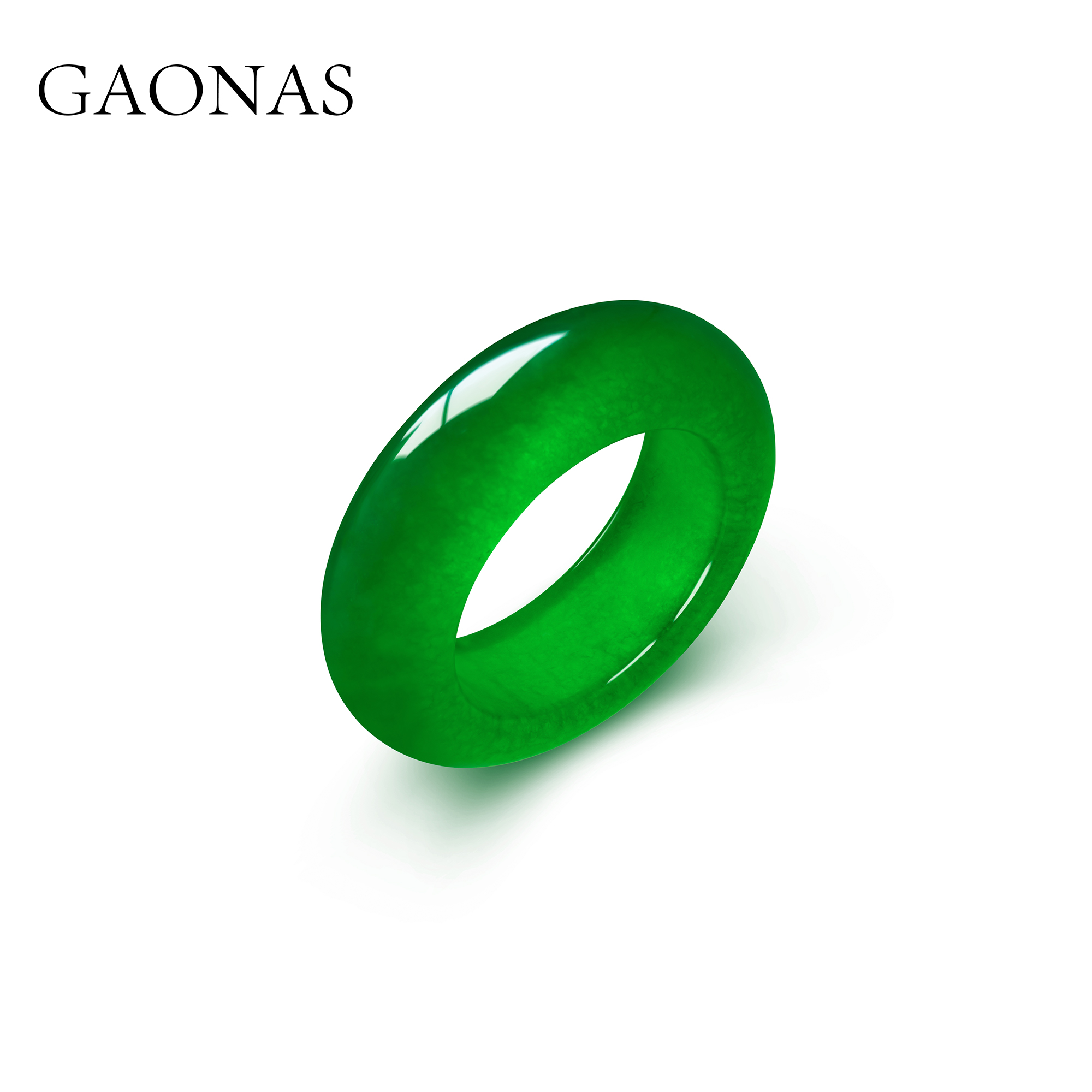 GAONAS 非金属戒指 帝王绿 富贵国风时尚满绿素圈指环戒指10329JG