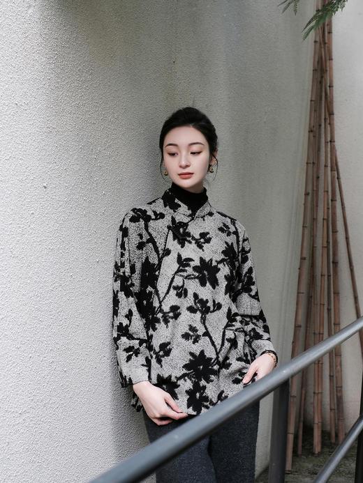 盛唐牡丹 |新中式羊皮印花斜襟外套 商品图6