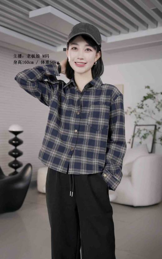 亲子时尚加绒格子衬衫复古宽松保暖 商品图1