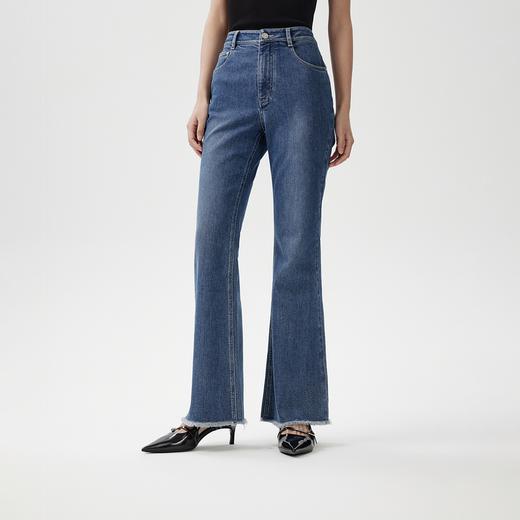 XL1XXL1朗姿 磨边微喇牛仔裤女休闲百搭显瘦喇叭裤(货号:LAEK03DPT432) 商品图0