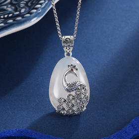 子佩集S925银【孔雀灵音】白玉髓吊坠【FLB864】(不含链)2401