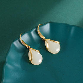 子佩集S925银【烟雨投怀】耳环【EG01457】和田玉镀金2401