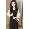 春秋季2025【新款黑色背心 连衣裙子女装】新年长裙 小个子穿搭 一整套装 商品缩略图0