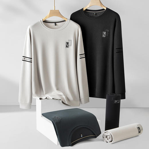 【新款DDS】大依优型大码长袖卫衣休闲加肥加大男士胖子大码内搭上衣 商品图0