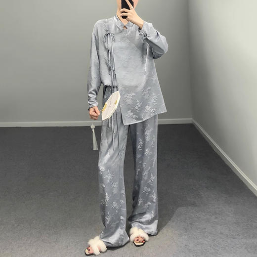 裁缝学苑AS184提花中式斜襟套装纸样女装上衣阔腿裤子裁剪版型 商品图2