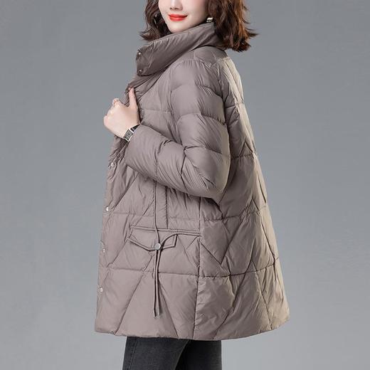 羽绒服女冬季2023新款妈妈轻薄中长款中年休闲时尚立领白鸭绒外套 商品图0