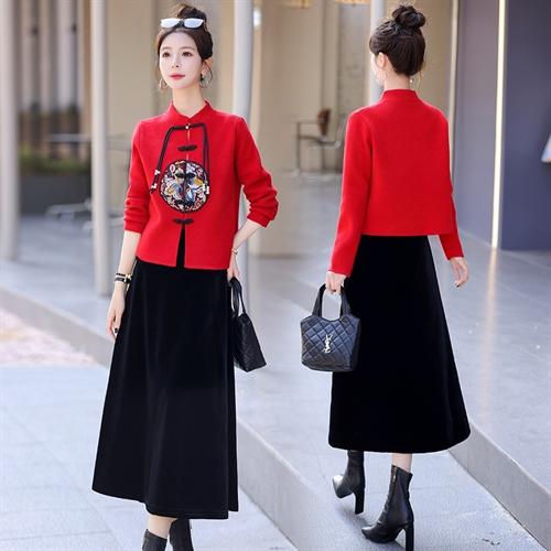 盘口流苏，时尚针织两件套套裙HR-GYGM7701 商品图2