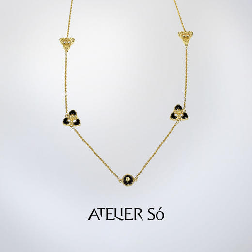 ATELIERSÓ x deepmoss 23AW 合作系列-三花玛瑙拼接长链（金） 商品图0