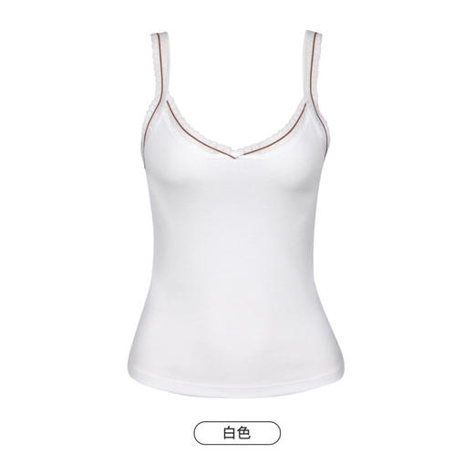 都市丽人吊带背心女罗纹棉背心无罩杯棉质吊带背心无钢圈无排扣LV45A1 商品图8