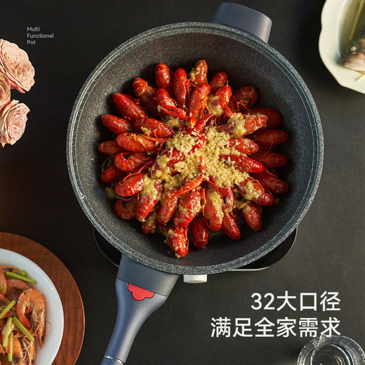 kimscook微压炒锅不粘平底锅家用燃气电磁炉麦饭石蒸煮一体锅汤锅 商品图3