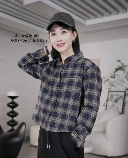 亲子时尚加绒格子衬衫复古宽松保暖 商品图0