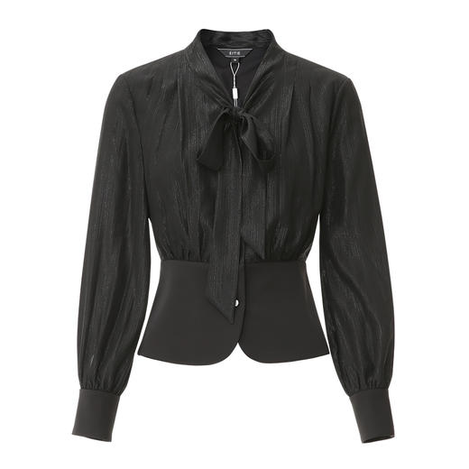 EITIE爱特爱春季新款温柔百搭显瘦飘带上衣A2409305 商品图5