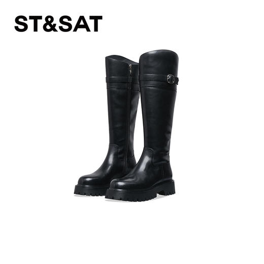 星期六简约扣带厚底骑士靴SS34117R09 商品图1