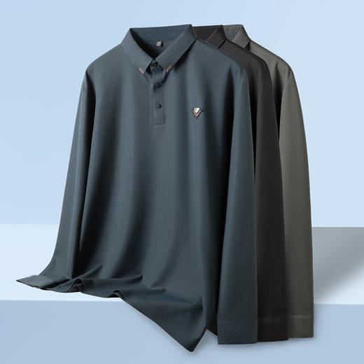 【新款DSZ】大依优型大码长袖Polo衫T恤加肥加大肥佬休闲商务宽松透气上衣打底 商品图1
