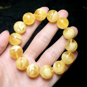 蜜蜡单圈圆珠约15mm手串