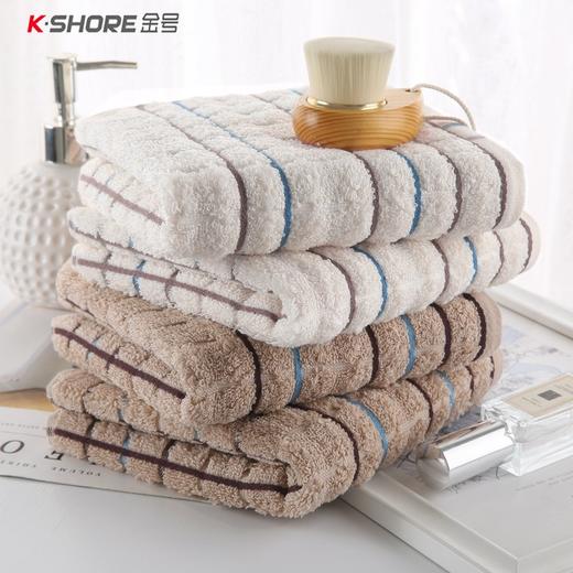 金号纯棉强吸水毛巾10条装 新疆棉A类全棉洗脸巾 白/棕70*34cm 84g/条 商品图3