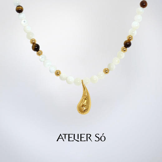 ATELIERSÓ x deepmoss 24SS 合作系列-水滴暗花串珠项链 商品图0