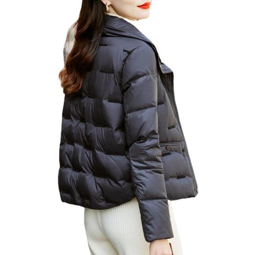 黑色短款羽绒服女冬2023年新款小个子时尚轻薄白鸭绒立领加厚外套 商品图4