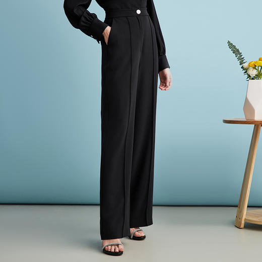 EITIE爱特爱春季新款时尚职业干练通勤百搭显瘦长裤女裤A2405309 商品图2