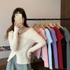 早春2025新款【设计感小众 露肩纯欲针织衫女】纯色修身长袖 软糯上衣女 商品缩略图0