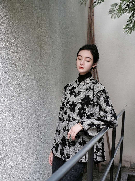 盛唐牡丹 |新中式羊皮印花斜襟外套 商品图5