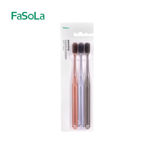 FaSoLa 软毛牙刷3支装家用成人男女情侣备长炭清洁美白细毛家庭装 商品图5