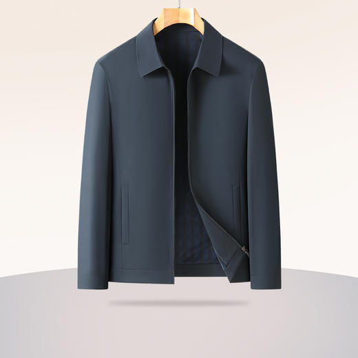 【新款DLC】大依优型大码男翻领夹克拉链外套男商务休闲加肥加大夹克上衣胖子显瘦 商品图0