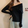 早春2025新款【设计感小众 露肩纯欲针织衫女】纯色修身长袖 软糯上衣女 商品缩略图5