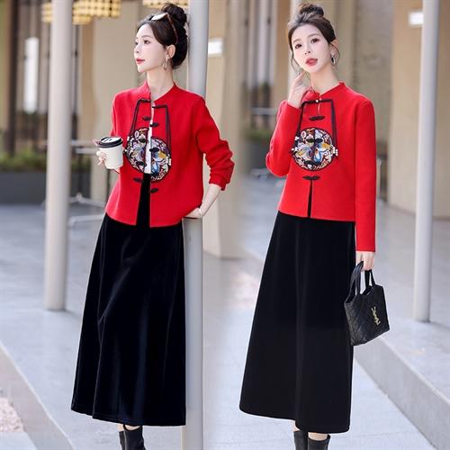 盘口流苏，时尚针织两件套套裙HR-GYGM7701 商品图1