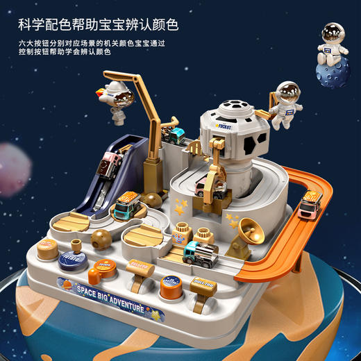 【太空冒险基地，前来报道！】儿童闯关大冒险玩具益智，男孩宝宝轨道车停车场玩具车，多种玩法,让宝宝脑洞大开，爱玩不停！-QQ 商品图1
