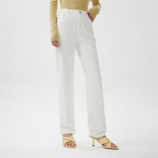 L1XL2朗姿白色宽松简约气质直筒裤女百搭高级牛仔裤(货号:LAEK03DPT431) 商品图2