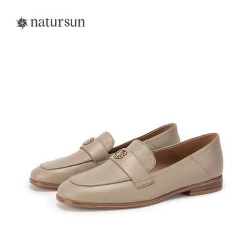 natursun乐福鞋女一脚蹬秋季小羊皮舒适软底平底女鞋单鞋N24127704 商品图4