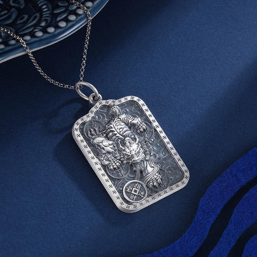 子佩集S999银【招财貔貅】吊坠【E050】(不含链)仿古方牌2401 商品图3