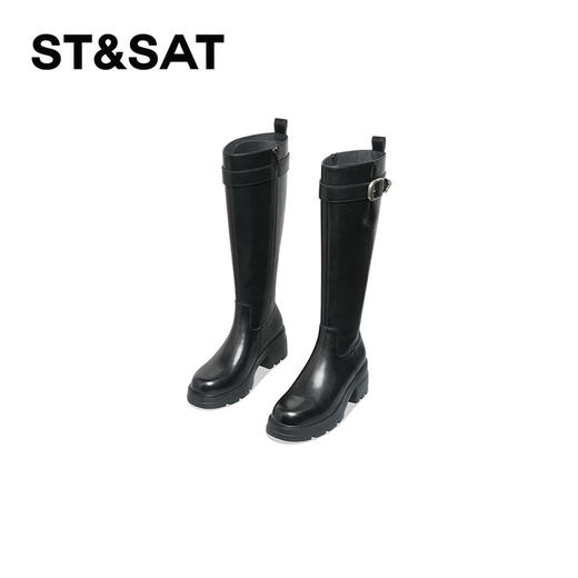 星期六经典扣带厚底增高骑士靴SS34117R76 商品图2