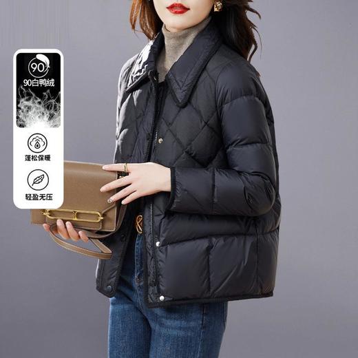 黑色羽绒服女短款2023冬季新款小个子气质时尚洋气轻薄白鸭绒外套 商品图0