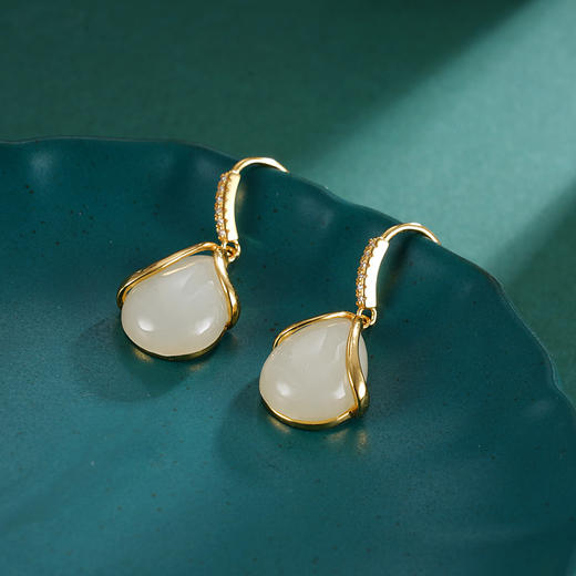 子佩集S925银【烟雨投怀】耳环【EG01457】和田玉镀金2401 商品图4