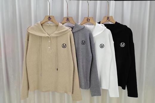 春秋季【连帽宽松套头 慵懒风针织衫女】韩系长袖 刺绣字母上衣 小外套女 商品图5
