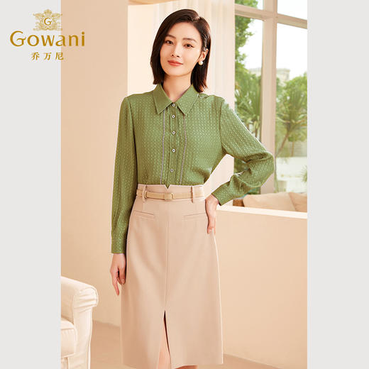 乔万尼衬衫新款女长袖压褶设计洋气时髦春秋ET3C640 商品图1