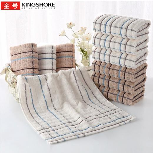 金号纯棉强吸水毛巾10条装 新疆棉A类全棉洗脸巾 白/棕70*34cm 84g/条 商品图2