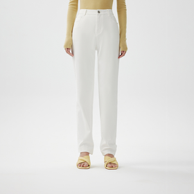 L1XL2朗姿白色宽松简约气质直筒裤女百搭高级牛仔裤(货号:LAEK03DPT431)